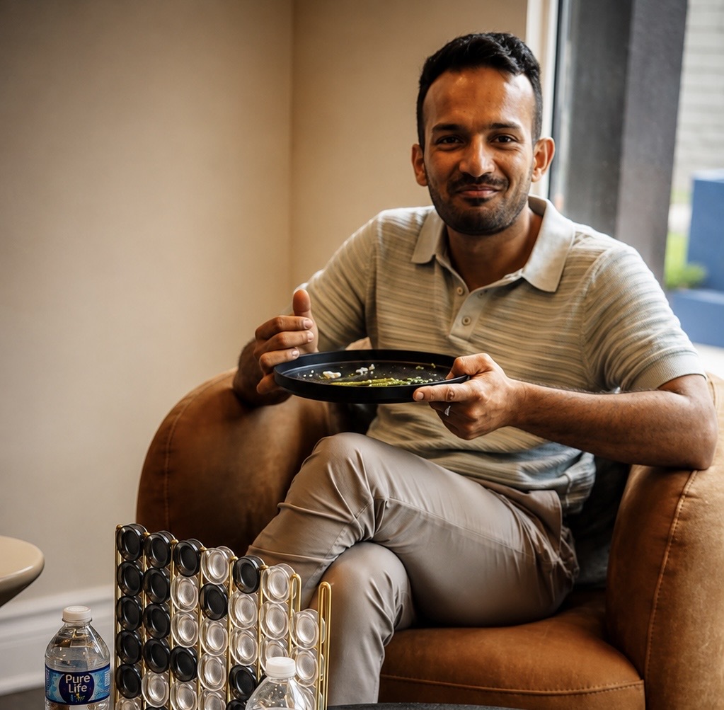 Guest seated with a Wagyu tasting plate