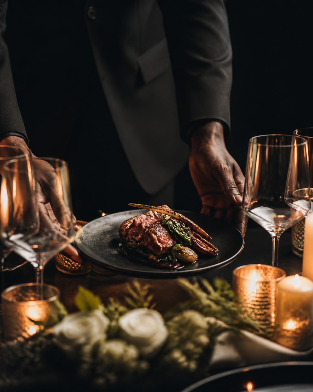 A Wagyu course served at an intimate private dinner